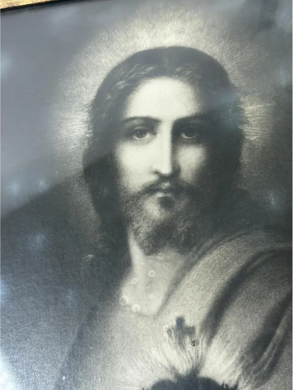 Antique Sacred Heart Of Jesus 1862 J. Emile Lafon Framed Print